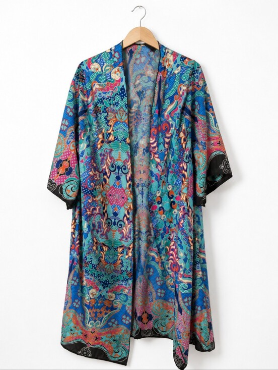 Dresses & Skirts - BOHO Paisley Kimono Robe One Size | Beach Cover Up | Bohemian Duster Cardigan |